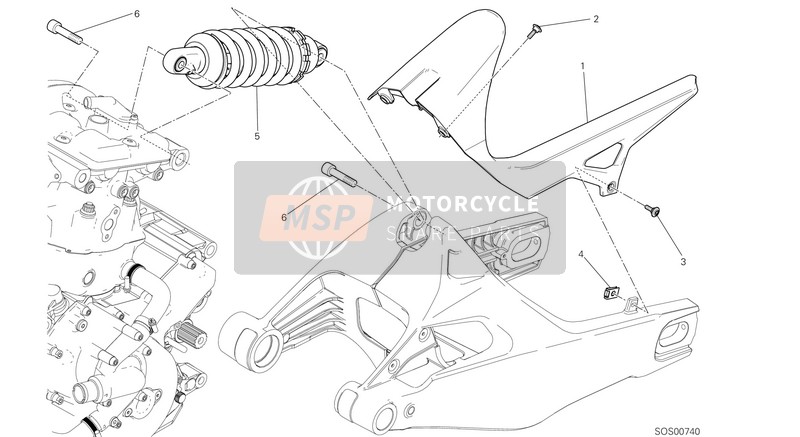Ducati Monster 821 stripe EU 2016 Suspension arrière pour un 2016 Ducati Monster 821 stripe EU