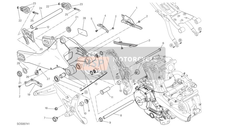 Ducati Monster 821 stripe USA 2016 Oscillazione posteriore per un 2016 Ducati Monster 821 stripe USA