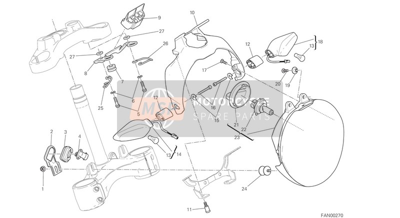 Ducati MONSTER 821 STRIPES EU 2017 Koplamp voor een 2017 Ducati MONSTER 821 STRIPES EU