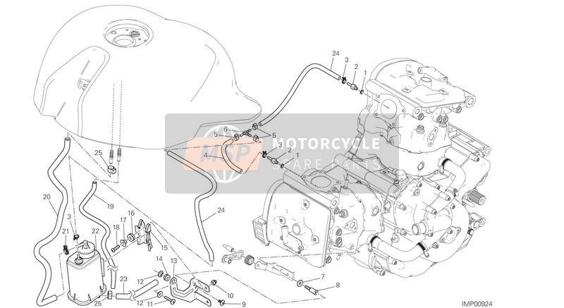Ducati MONSTER 821 USA 2015 Bote de tubo de aire caliente para un 2015 Ducati MONSTER 821 USA