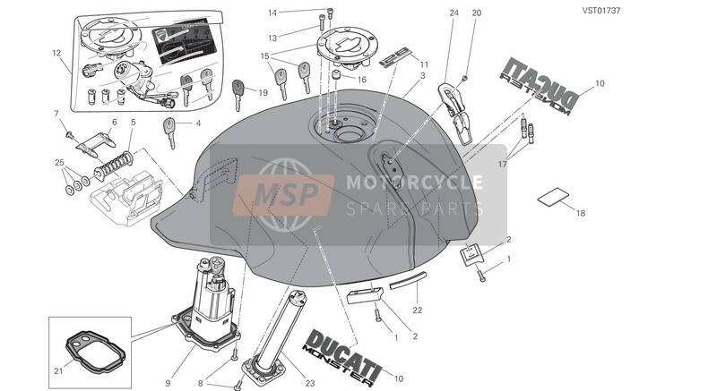 Ducati MONSTER 821 USA 2018 Fuel Tank for a 2018 Ducati MONSTER 821 USA