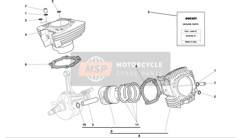 Ducati MONSTER 900 Eu 2002 Cylinders - Pistons for a 2002 Ducati MONSTER 900 Eu