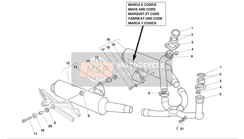 Ducati MONSTER 900 S Eu 2001 Exhaust System for a 2001 Ducati MONSTER 900 S Eu