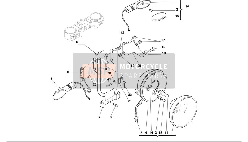 Ducati MONSTER 900 S Eu 2001 Testata anteriore-Luce per un 2001 Ducati MONSTER 900 S Eu