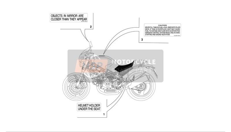 Ducati MONSTER 900 Usa 2002 Markeringsplaten voor een 2002 Ducati MONSTER 900 Usa