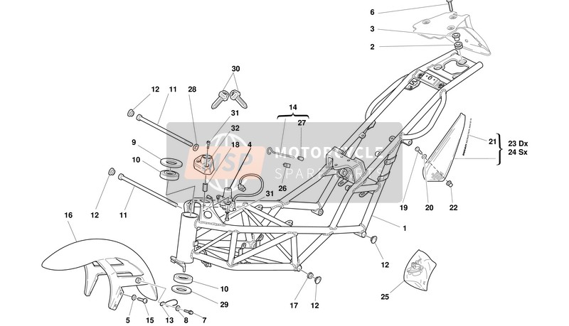 Ducati MONSTER 900S Usa 2001 Frame voor een 2001 Ducati MONSTER 900S Usa