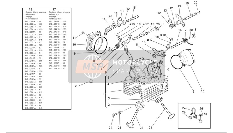 Ducati MONSTER S2R1000 Eu 2008 Vertical Cylinder Head for a 2008 Ducati MONSTER S2R1000 Eu