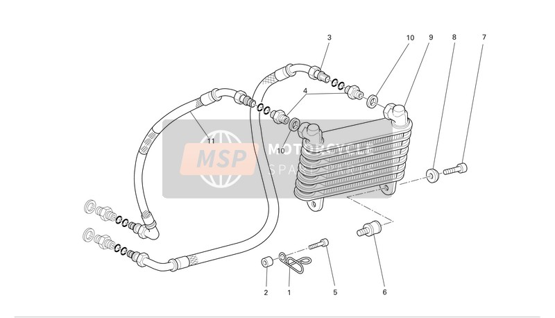 Ducati MONSTER S2R1000 Eu 2008 Oil Cooler for a 2008 Ducati MONSTER S2R1000 Eu