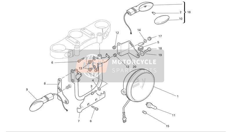 Ducati MONSTER S2R1000 Eu 2008 Phare pour un 2008 Ducati MONSTER S2R1000 Eu