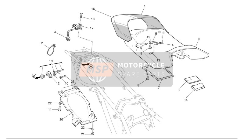 Ducati MONSTER S2R1000 Eu 2008 Asiento para un 2008 Ducati MONSTER S2R1000 Eu