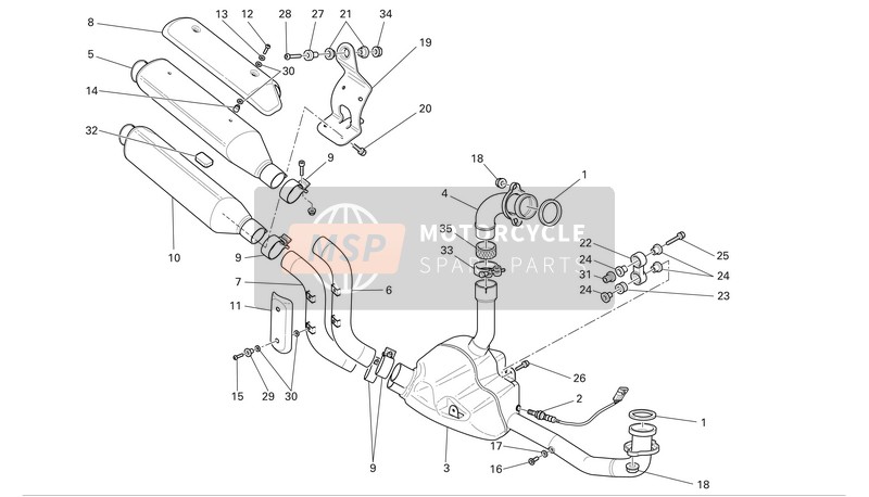 Ducati MONSTER S2R 1000 Eu 2006 Système d'échappement pour un 2006 Ducati MONSTER S2R 1000 Eu