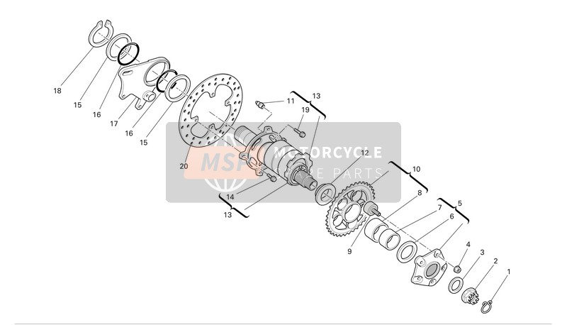 Ducati MONSTER S2R 1000 Eu 2006 Essieu de roue arrière pour un 2006 Ducati MONSTER S2R 1000 Eu