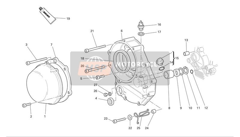 Ducati MONSTER S2R 1000 Eu 2007 Embrayage-Couvercle de carter latéral pour un 2007 Ducati MONSTER S2R 1000 Eu