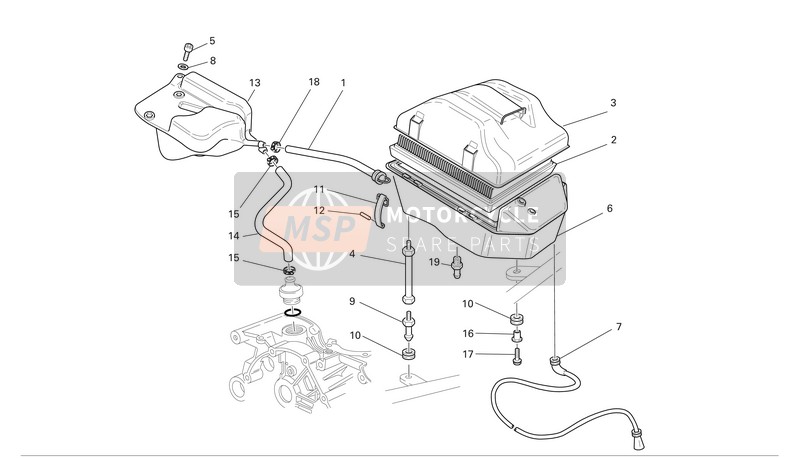 Ducati MONSTER S2R 1000 Usa 2006 Presa d'aria - Sfiato dell'olio per un 2006 Ducati MONSTER S2R 1000 Usa