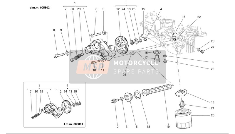 Ducati MONSTER S2R DARK Eu 2005 Filtri e pompa dell'olio per un 2005 Ducati MONSTER S2R DARK Eu