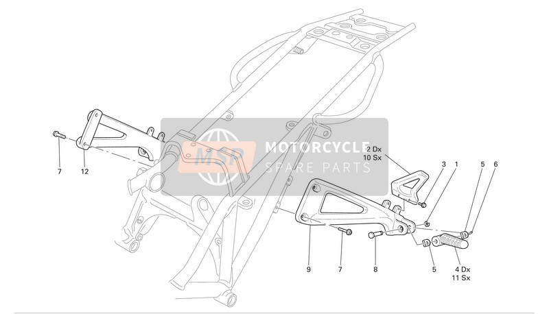 Ducati MONSTER S2R DARK Eu 2005 Repose-pieds arrière pour un 2005 Ducati MONSTER S2R DARK Eu