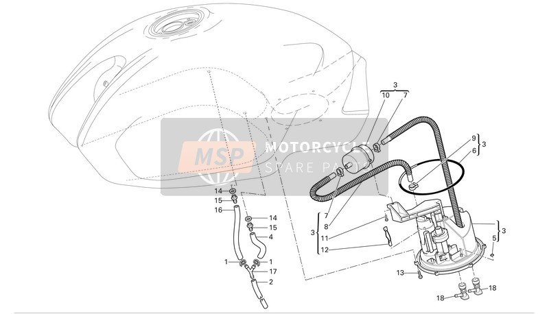 Ducati MONSTER S2R DARK Eu 2005 Sistema de combustible para un 2005 Ducati MONSTER S2R DARK Eu