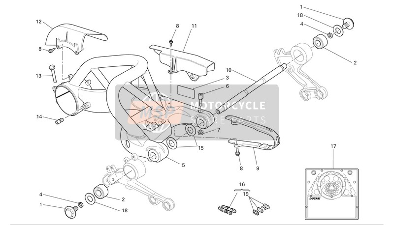 Ducati MONSTER S2R DARK Eu 2006 Bras oscillant et chaîne d'entraînement pour un 2006 Ducati MONSTER S2R DARK Eu