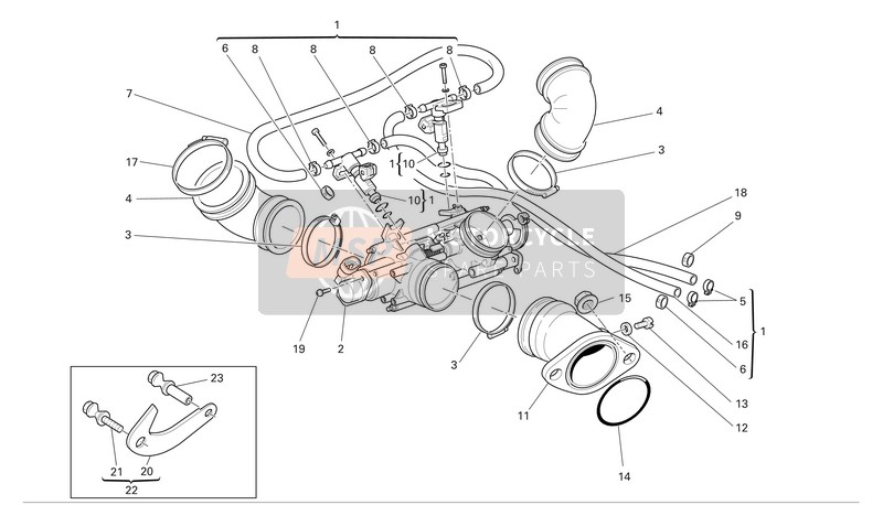 Ducati MONSTER S2R DARK Usa 2005 Ingresso Condotto per un 2005 Ducati MONSTER S2R DARK Usa