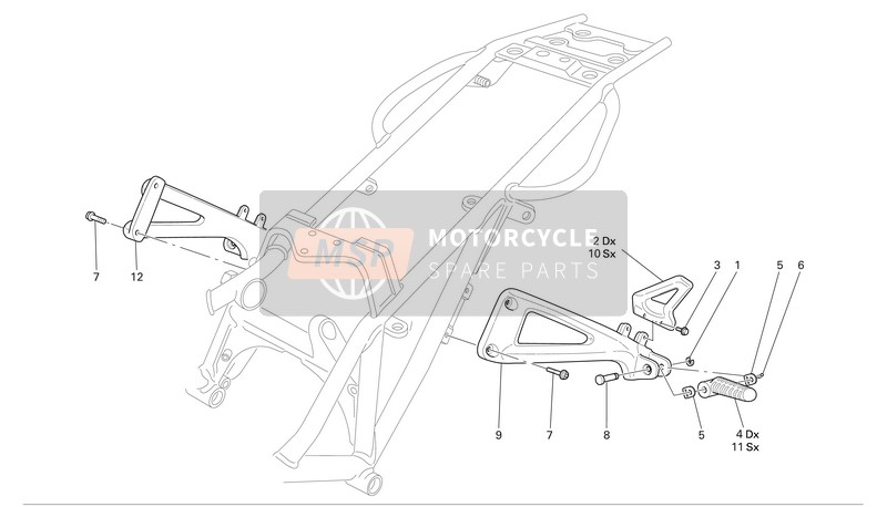 Ducati MONSTER S2R DARK Usa 2006 Voetsteunen achter voor een 2006 Ducati MONSTER S2R DARK Usa