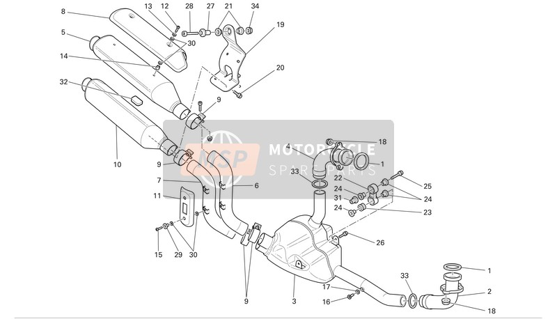 Ducati MONSTER S2R Eu 2005 Exhaust System for a 2005 Ducati MONSTER S2R Eu