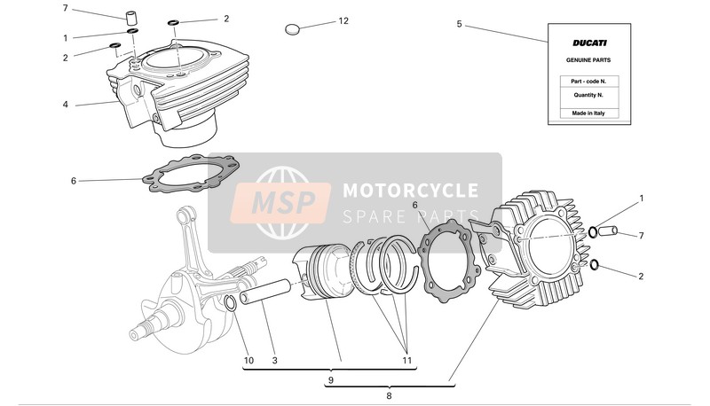 Ducati MONSTER S2R Eu 2006 Zylinder - Kolben für ein 2006 Ducati MONSTER S2R Eu