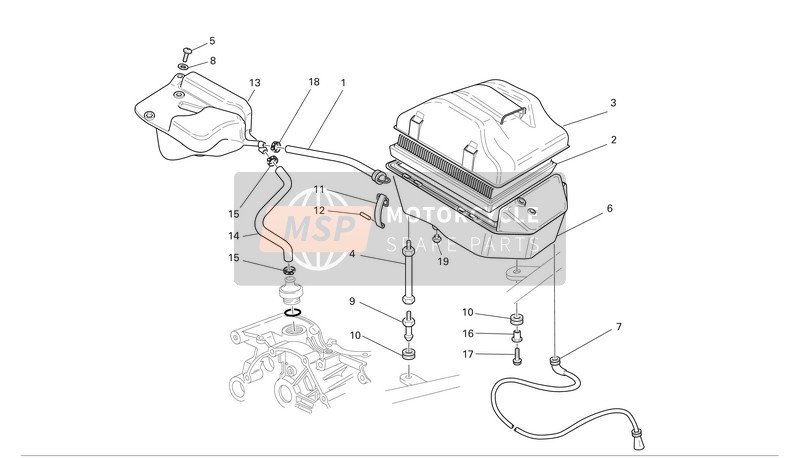 Ducati MONSTER S2R Usa 2005 Presa d'aria - Sfiato dell'olio per un 2005 Ducati MONSTER S2R Usa