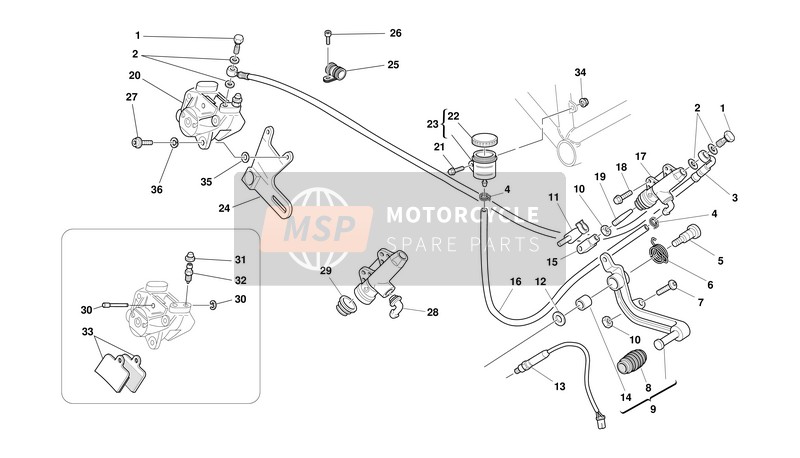 Ducati MONSTER S4 Usa 2001 Achterrem voor een 2001 Ducati MONSTER S4 Usa