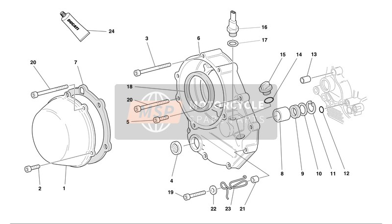 Ducati MONSTER S4 Usa 2002 Couvercle d'embrayage pour un 2002 Ducati MONSTER S4 Usa