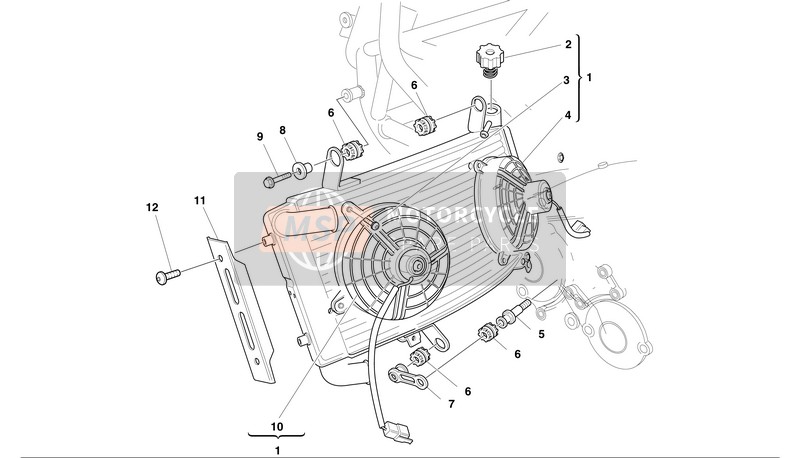 Ducati MONSTER S4 Usa 2002 Ensemble de radiateur à eau pour un 2002 Ducati MONSTER S4 Usa