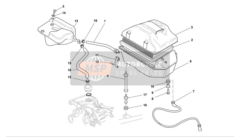 Ducati MONSTER S4R Eu 2003 Inducción de aire y ventilación de aceite para un 2003 Ducati MONSTER S4R Eu