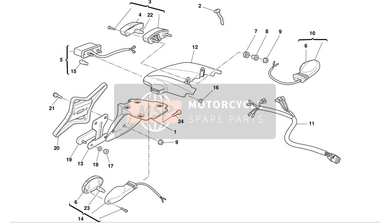 Ducati MONSTER S4R Eu 2003 Portatarga - Luce posteriore per un 2003 Ducati MONSTER S4R Eu