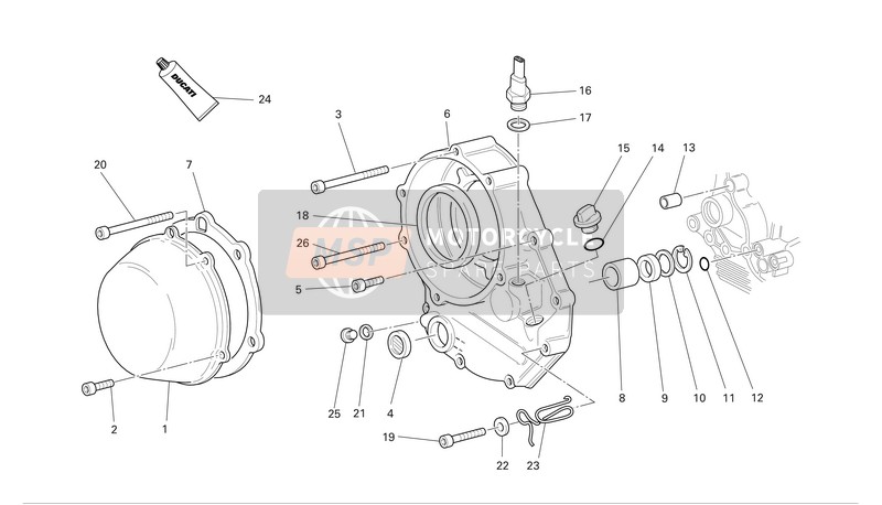 Ducati MONSTER S4R Eu 2004 Couvercle d'embrayage pour un 2004 Ducati MONSTER S4R Eu