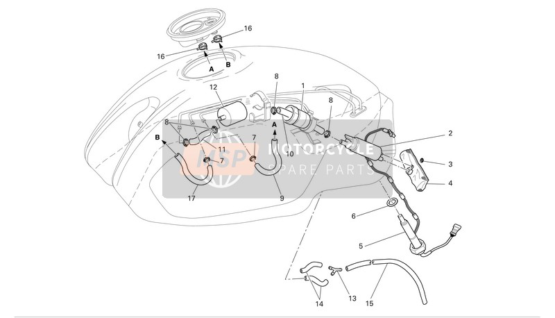 Ducati MONSTER S4R Eu 2005 Système de carburant pour un 2005 Ducati MONSTER S4R Eu