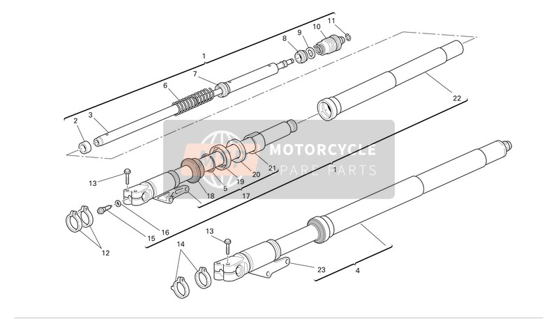 Ducati MONSTER S4R Eu 2005 Forcella anteriore per un 2005 Ducati MONSTER S4R Eu