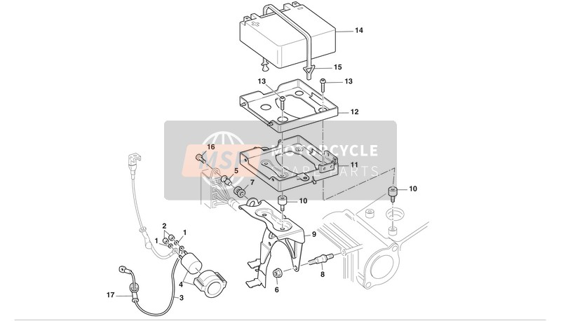 Ducati MONSTER S4R Eu 2005 Support de boîtier de batterie pour un 2005 Ducati MONSTER S4R Eu