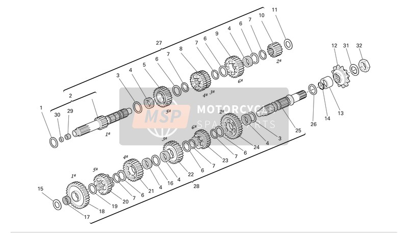 15020871A, Complete Lay Shaft, Ducati, 0