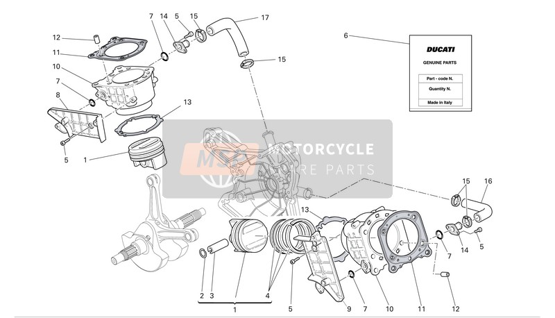 81410811A, Raccord Entree Eau Auxcylindres, Ducati, 0