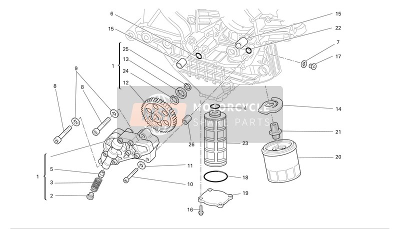 Ducati MONSTER S4R Eu 2008 Filtri e pompa dell'olio per un 2008 Ducati MONSTER S4R Eu