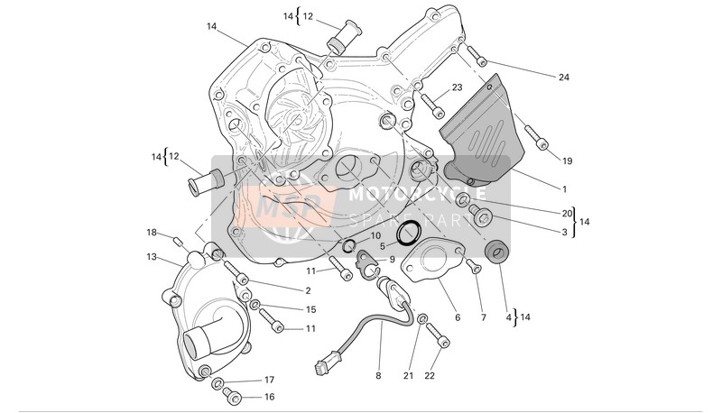 Ducati MONSTER S4R Eu 2008 Pompa dell'acqua-ALTR-Coperchio carter laterale 1 per un 2008 Ducati MONSTER S4R Eu