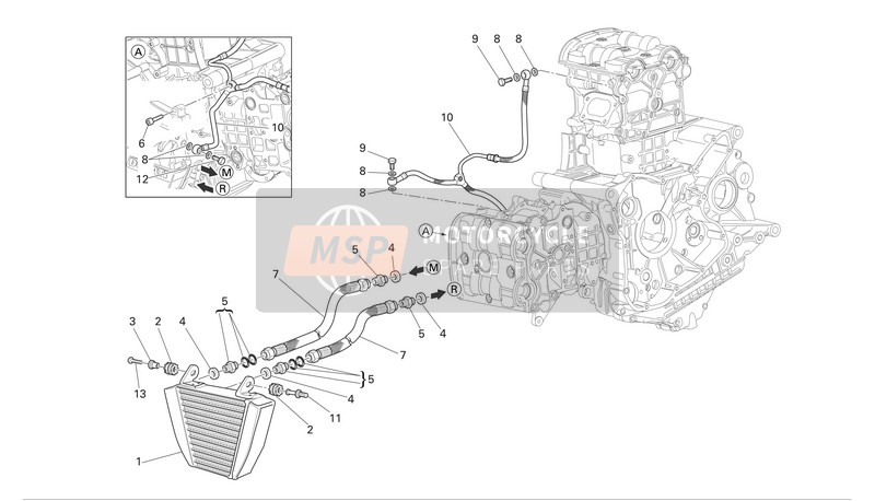 Ducati MONSTER S4R Eu 2008 Refroidisseur d'huile pour un 2008 Ducati MONSTER S4R Eu