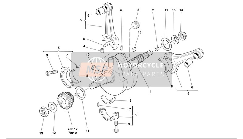 Ducati MONSTER S4R Usa 2003 Cigüeñal para un 2003 Ducati MONSTER S4R Usa