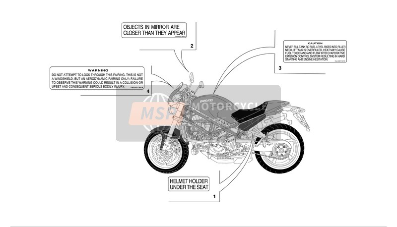 Ducati MONSTER S4R Usa 2003 MARKIERUNGSSCHILDER für ein 2003 Ducati MONSTER S4R Usa