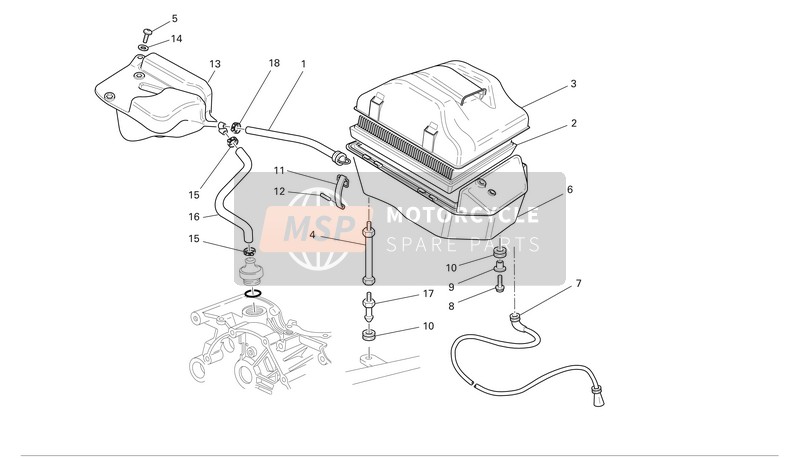 Ducati MONSTER S4R Usa 2004 Induction d'air et évent d'huile pour un 2004 Ducati MONSTER S4R Usa