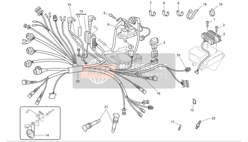 Ducati MONSTER S4R Usa 2004 Sistema electrico para un 2004 Ducati MONSTER S4R Usa