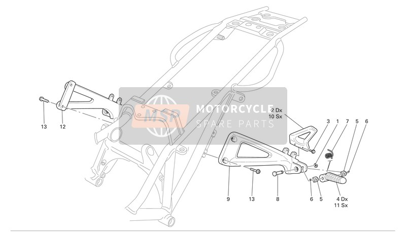 Ducati MONSTER S4R Usa 2004 Achterste voetsteunen voor een 2004 Ducati MONSTER S4R Usa