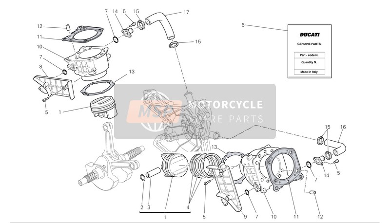 Ducati MONSTER S4RS Eu 2006 Zylinder - Kolben für ein 2006 Ducati MONSTER S4RS Eu