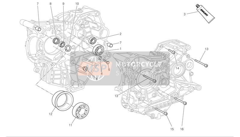 Ducati MONSTER S4RS Eu 2006 Mitades del cárter 1 para un 2006 Ducati MONSTER S4RS Eu