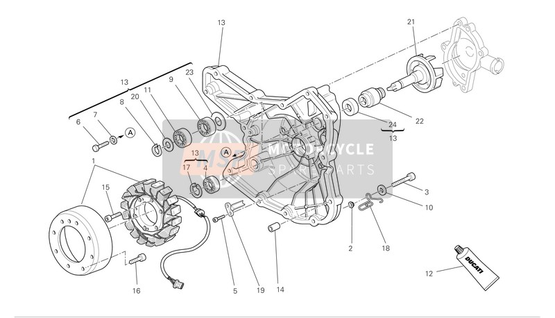 Ducati MONSTER S4RS Eu 2007 Water Pump-altr-Side Crankcase Cover for a 2007 Ducati MONSTER S4RS Eu