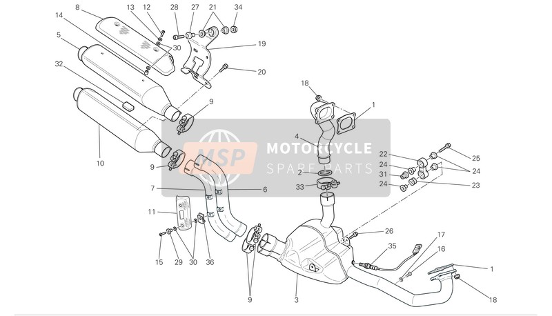 Ducati MONSTER S4RS Eu 2007 Système d'échappement pour un 2007 Ducati MONSTER S4RS Eu